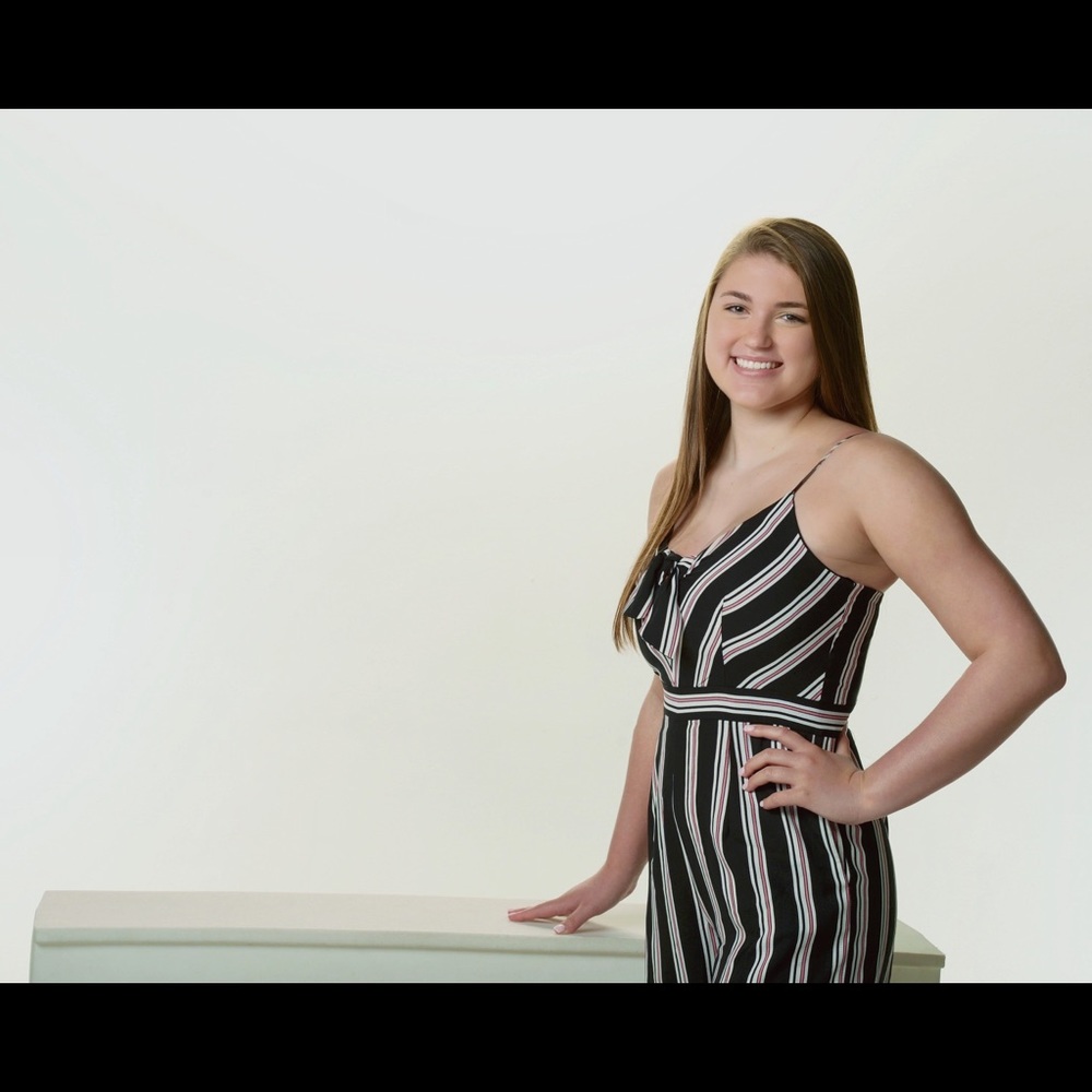 Pink & black strip jumpsuit